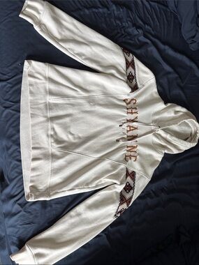 Shyanne Cream Zip-Up Hooded Sweater with Aztec Trim